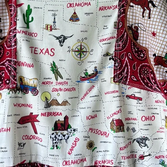 Western Rodeo | US Map | Handmade Bandana Dress SKU 05296 Red/Cowboy - Picture 6 of 16